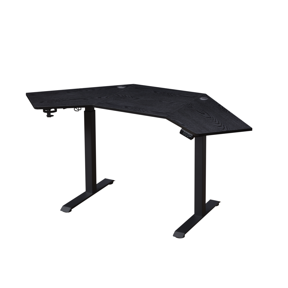 K314 Corner Electric Height Adjustable Standing Desk, Black. Picture 1