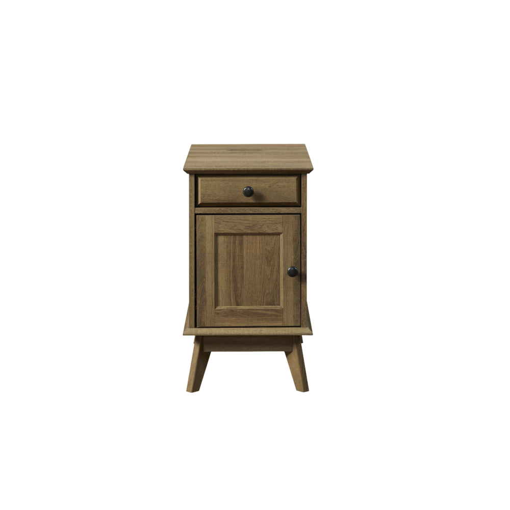 Storage End Table With Drawer And Cabinet, Golden Oak. Picture 3