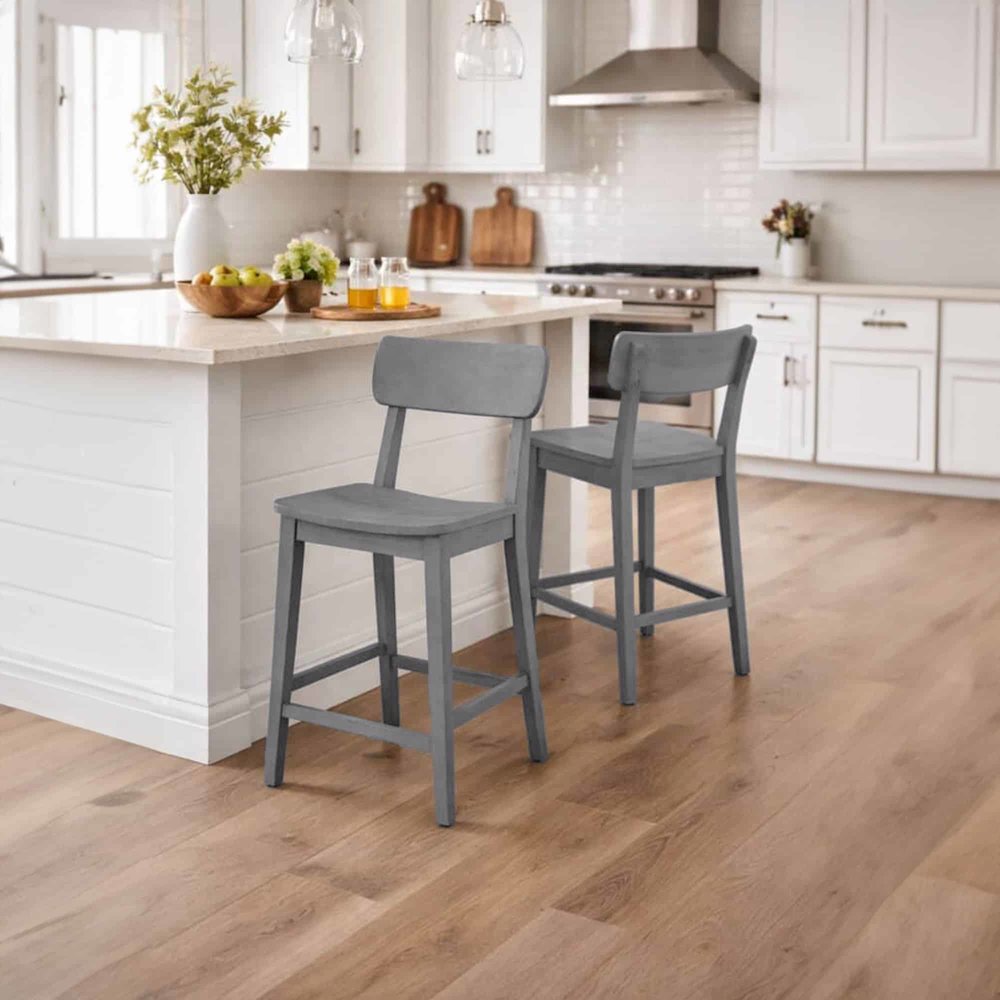 Torino Wood Counter Stool - Charcoal Grey. Picture 2