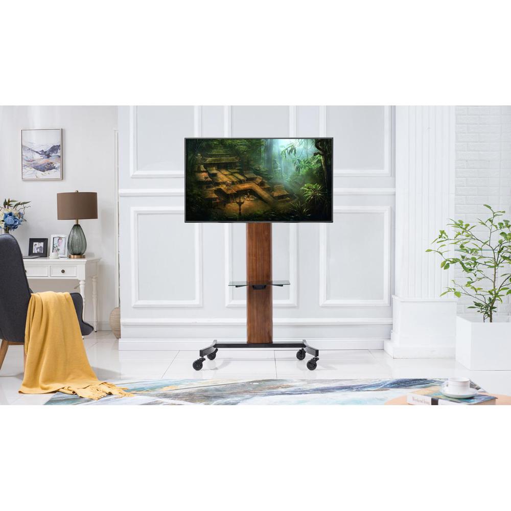 Curved wood flat panel TV stand/TV cart with mount for 40 – 80 Inch TV. Picture 5
