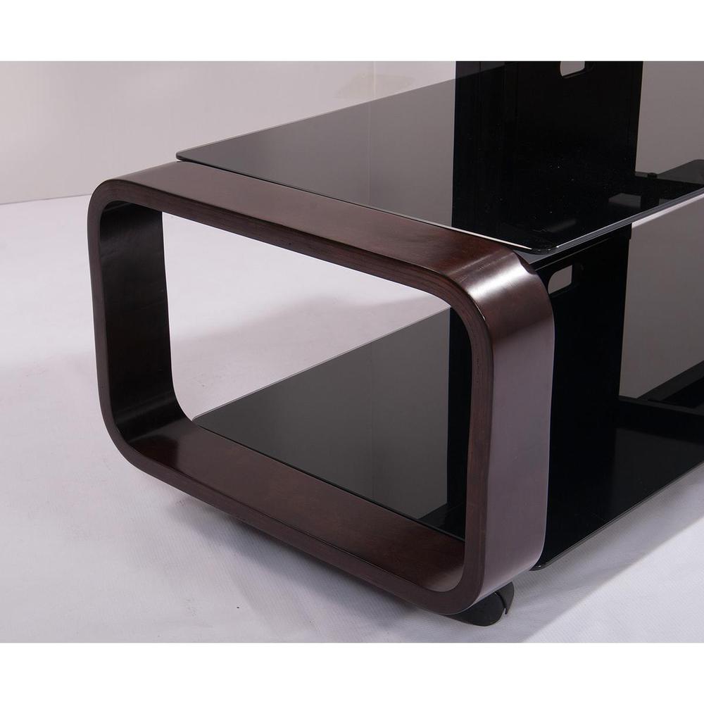 Curved wood TV stand/cart with universal mounting system for 35 to 85 inch TVs. Picture 4