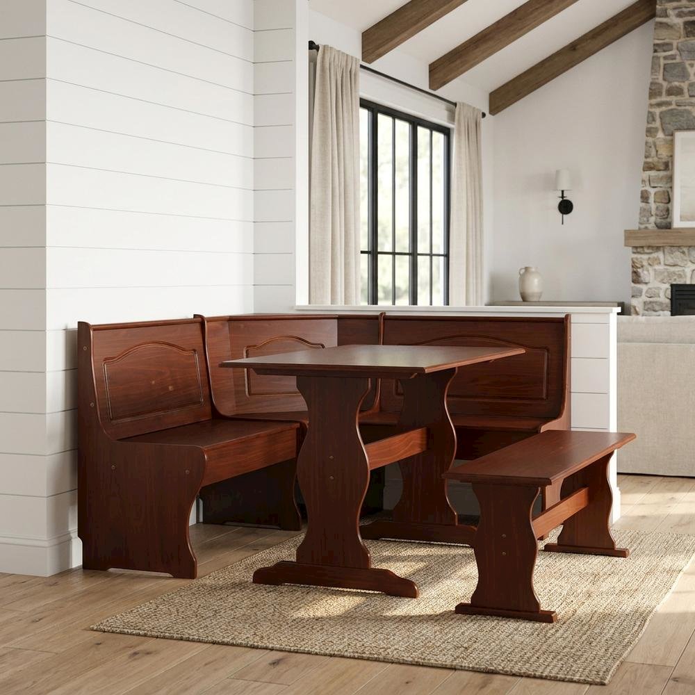 Walnut Dining Furniture Set with Sturdy Frame and Elegant Finish. Picture 2