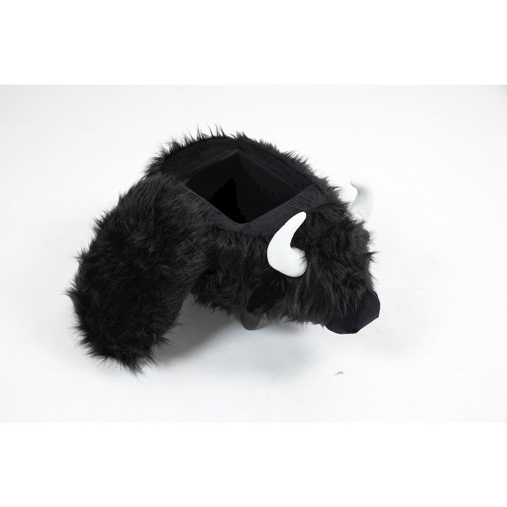 Home 2 Office Kids Harry the Cow Animal Sorage Ottoman Stool - Black Fur. Picture 2