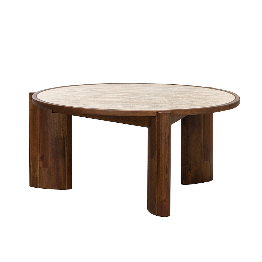 Remix Round Coffee Table - Travertine. Picture 4