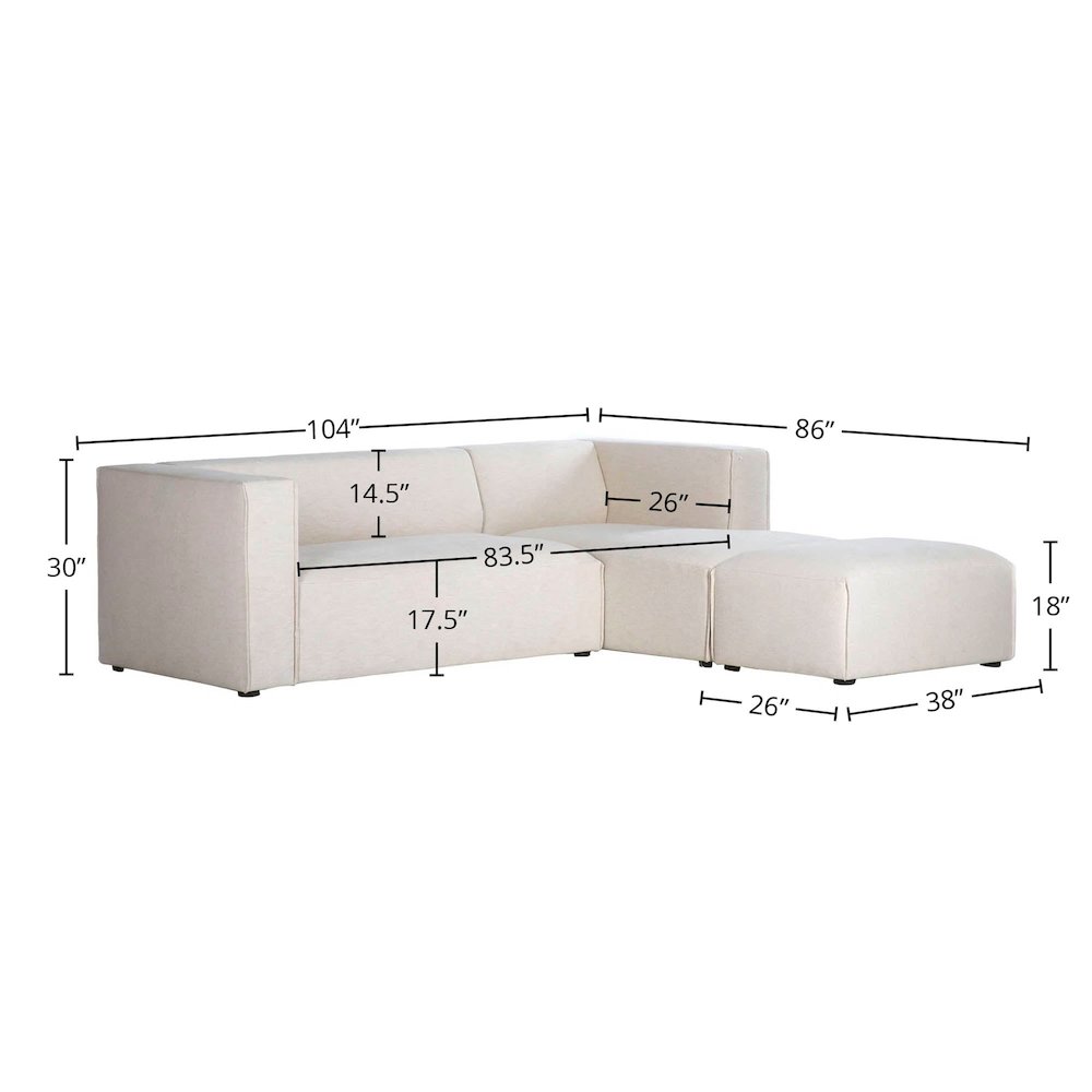 Premium Small Right Modular Sectional with Ottoman. Picture 4