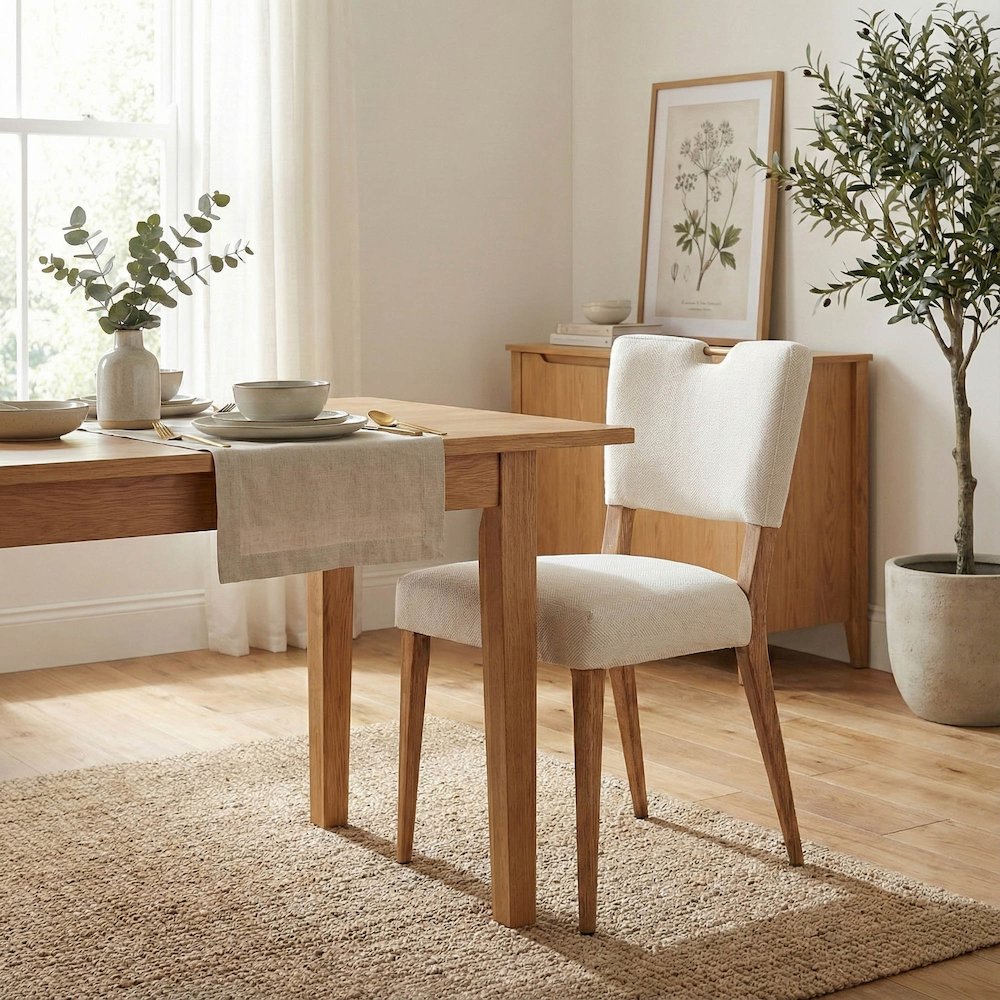 Luella Dining Chair - Sandy Beige/Cool Brown Legs. Picture 2