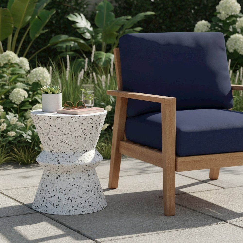 Concrete Hourglass Side Table - Terrazzo. Picture 2