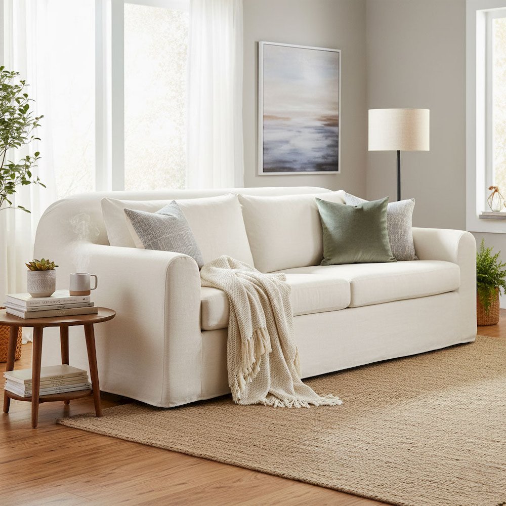 Harper Slipcover Sofa - Linen Ivory. Picture 2