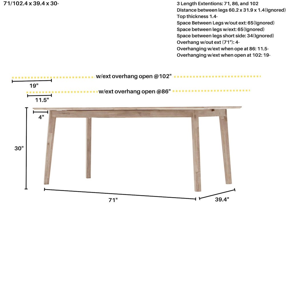 Gia Extension Dining Table 71/102" - Light Driftwood. Picture 3