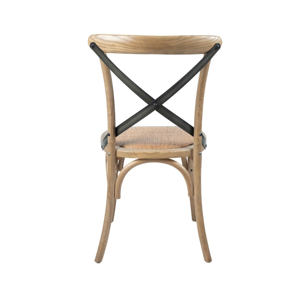 Cross Back Chair with Rattan Seat - Natural Rustic. Picture 5
