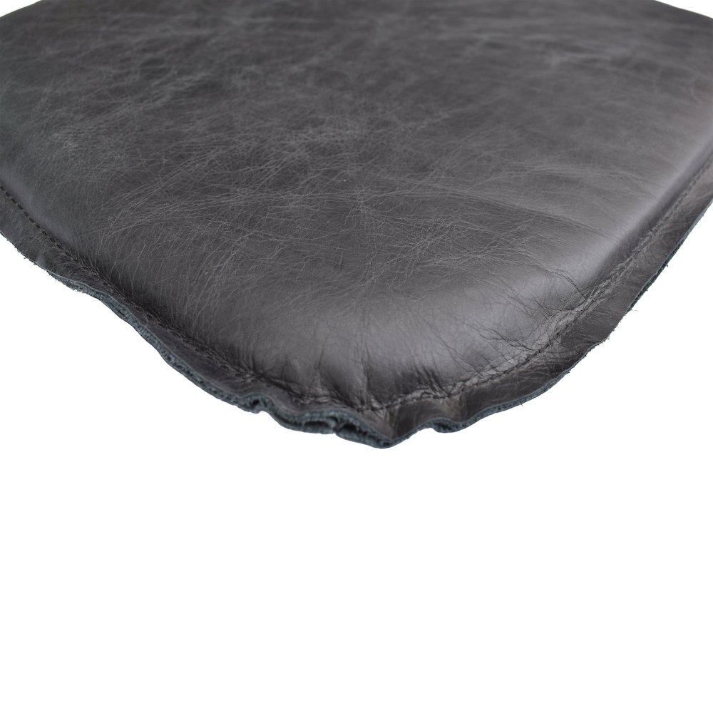 Metal Crossback Leather Cushion Seat - Antique Black. Picture 3