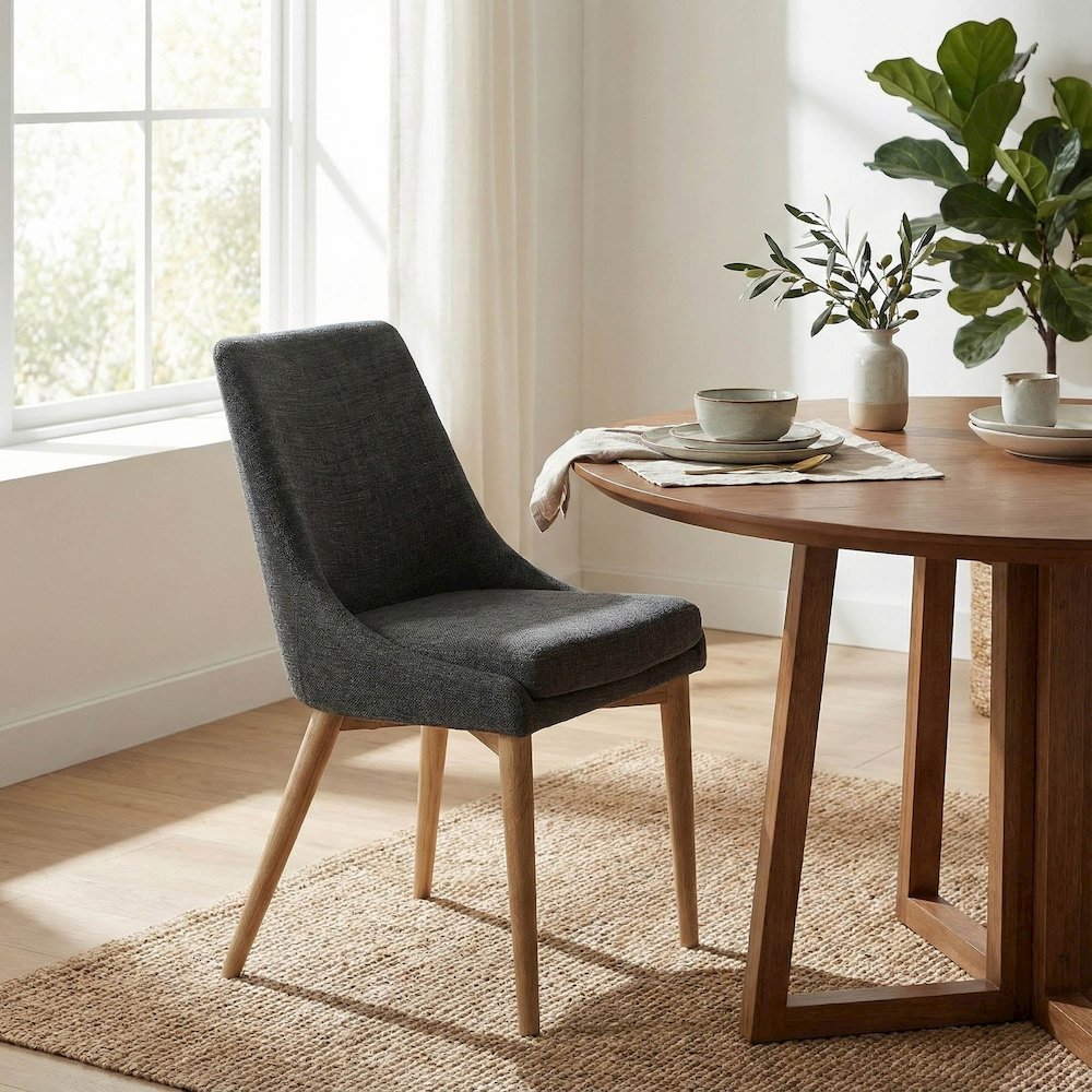 Fritz Side Dining Chair - Slate with Natural Leg. Picture 2