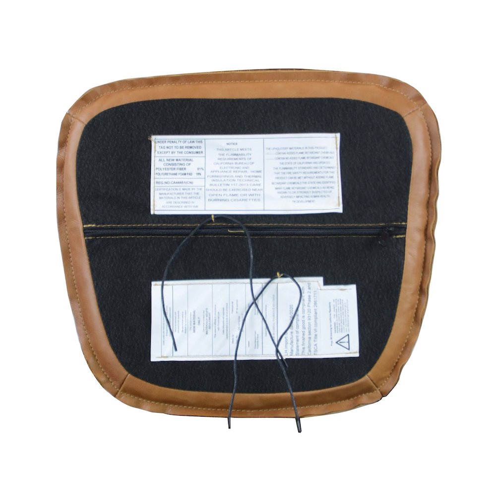 Metal Crossback Leather Cushion Seat - Cognac. Picture 3