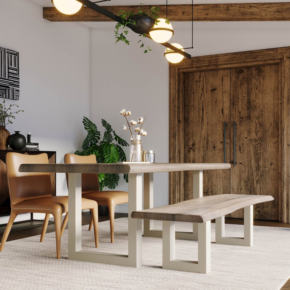 TAJ Dining Bench - Vinegar Matte Top/ U Tube Metal Base. Picture 8
