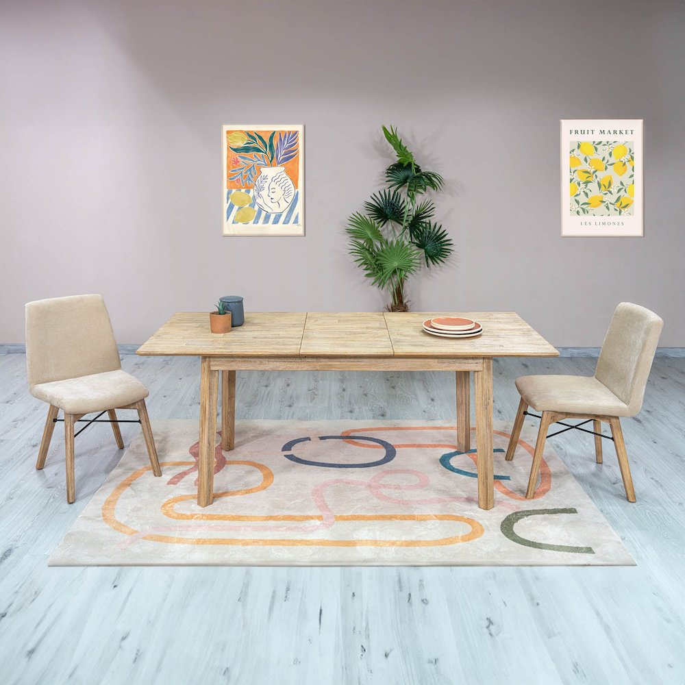 Gia Small Extension Dining Table with Butterfly System 55/71” - Light Driftwood. Picture 16