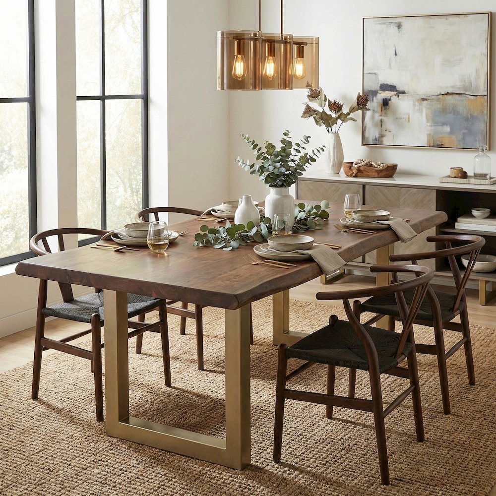 TAJ Dining Table - Vinegar Matte Top/ U Tube Metal Base. Picture 2
