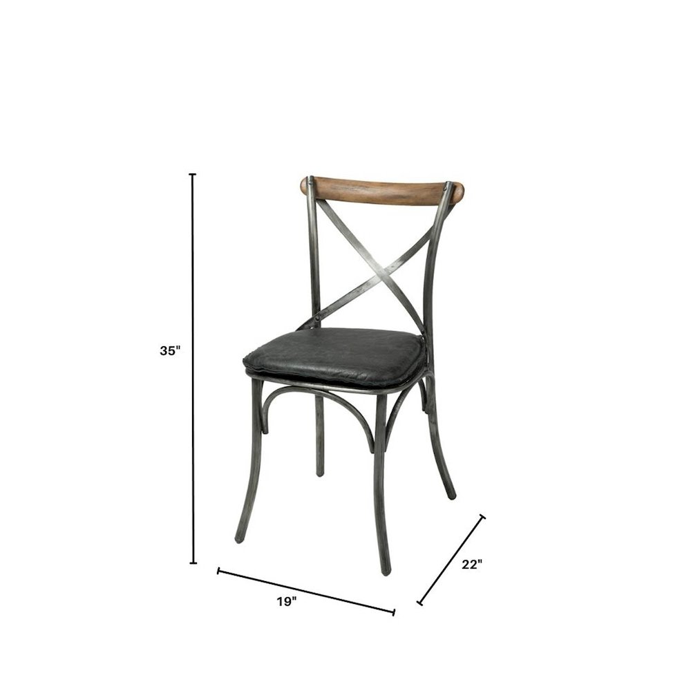 Metal Crossback Chair with Black Seat Cushion. Picture 3