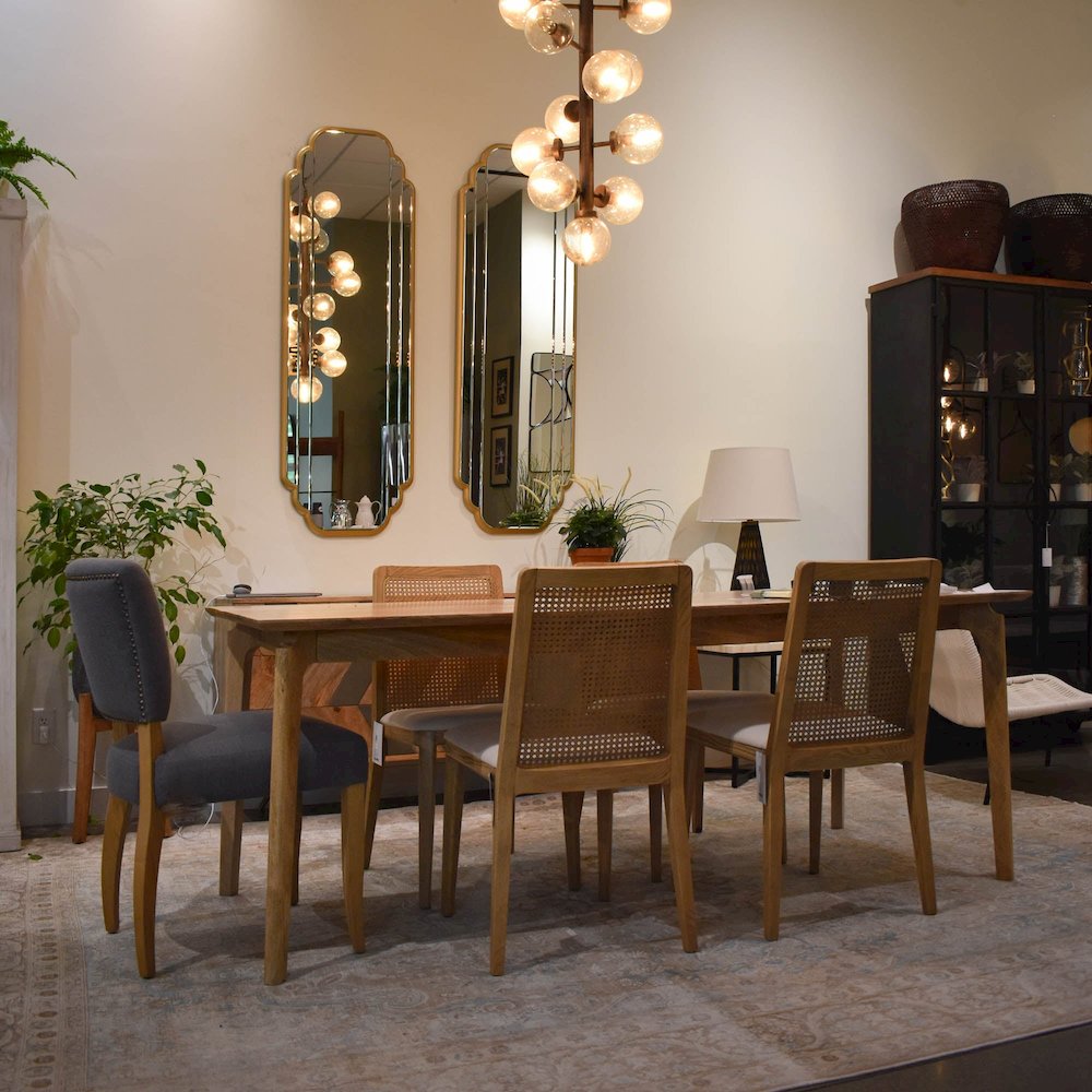 Cane Dining Chair - Oyster Linen/Natural Frame. Picture 15