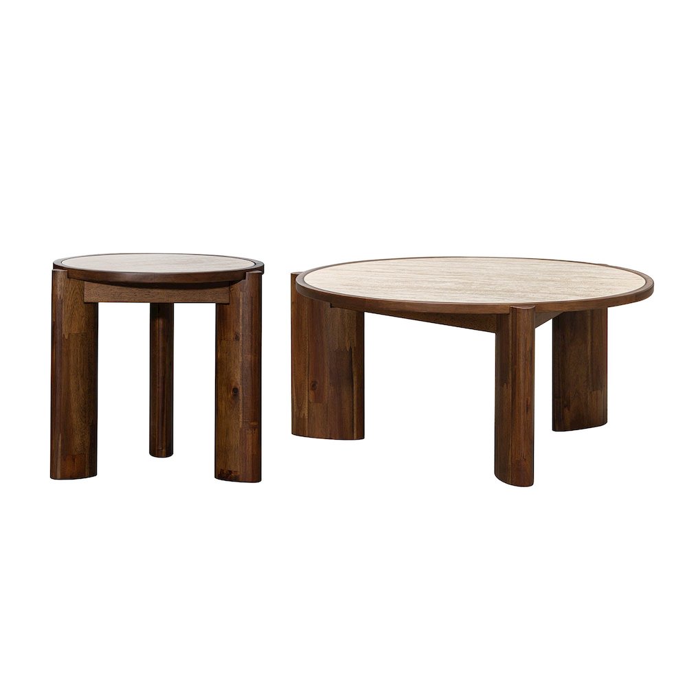Remix Round Side Table - Travertine. Picture 7