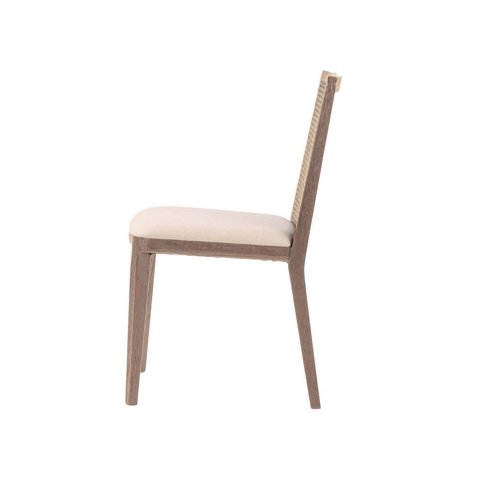 Cane Dining Chair - Oyster Linen/Natural Frame. Picture 6