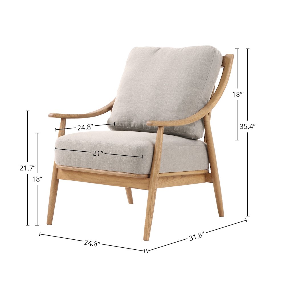 Kinsley Club Chair - Light Linen/ Natural Frame. Picture 2