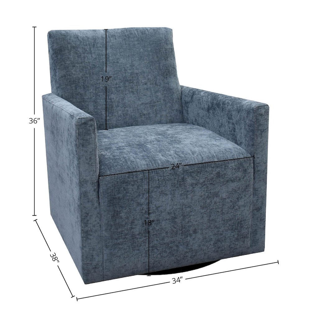 Riley Swivel Club Chair - Aqua Chenille. Picture 2