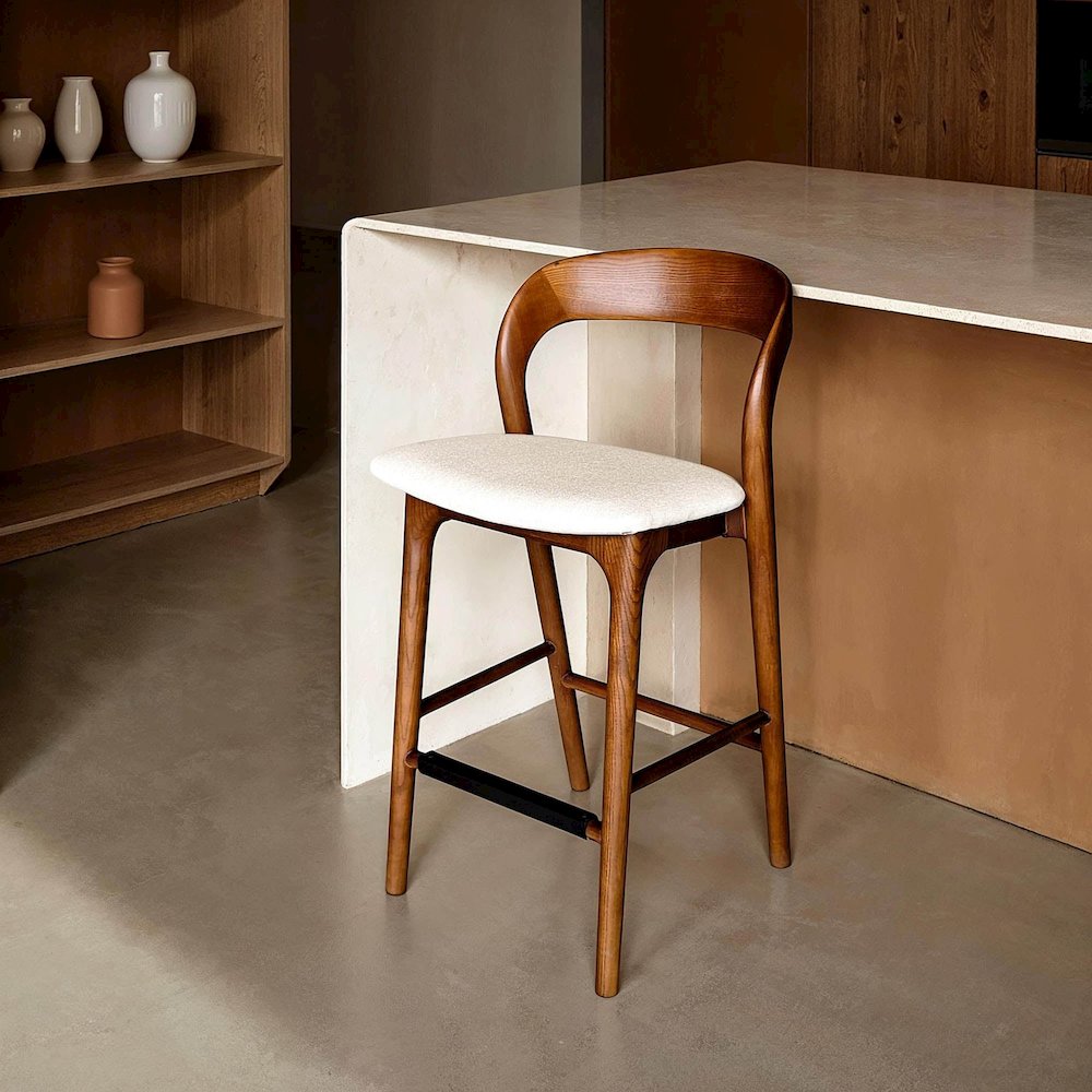Rotondo Counter Stool - Walnut Frame. Picture 2