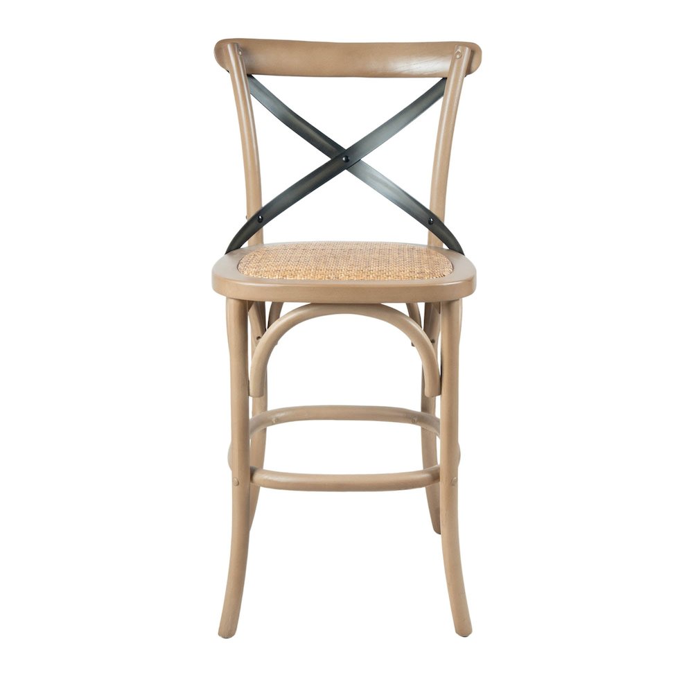 Cross Back Fixed Counter Stool - Sundried. Picture 4