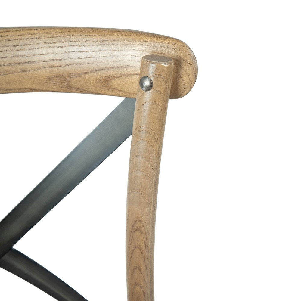 Cross Back Chair with Rattan Seat - Natural Rustic. Picture 6