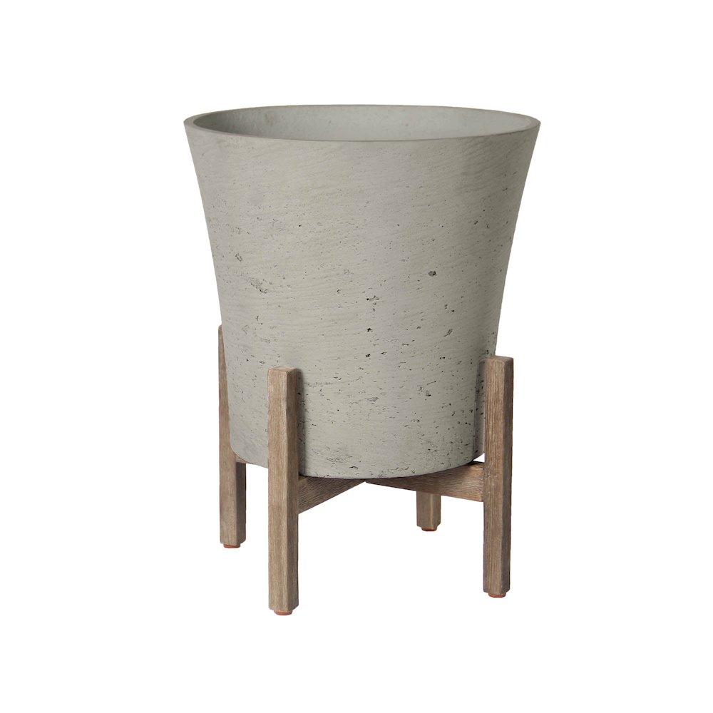 Patio Tapered Large Standing Pot - Cement Grey. Picture 1
