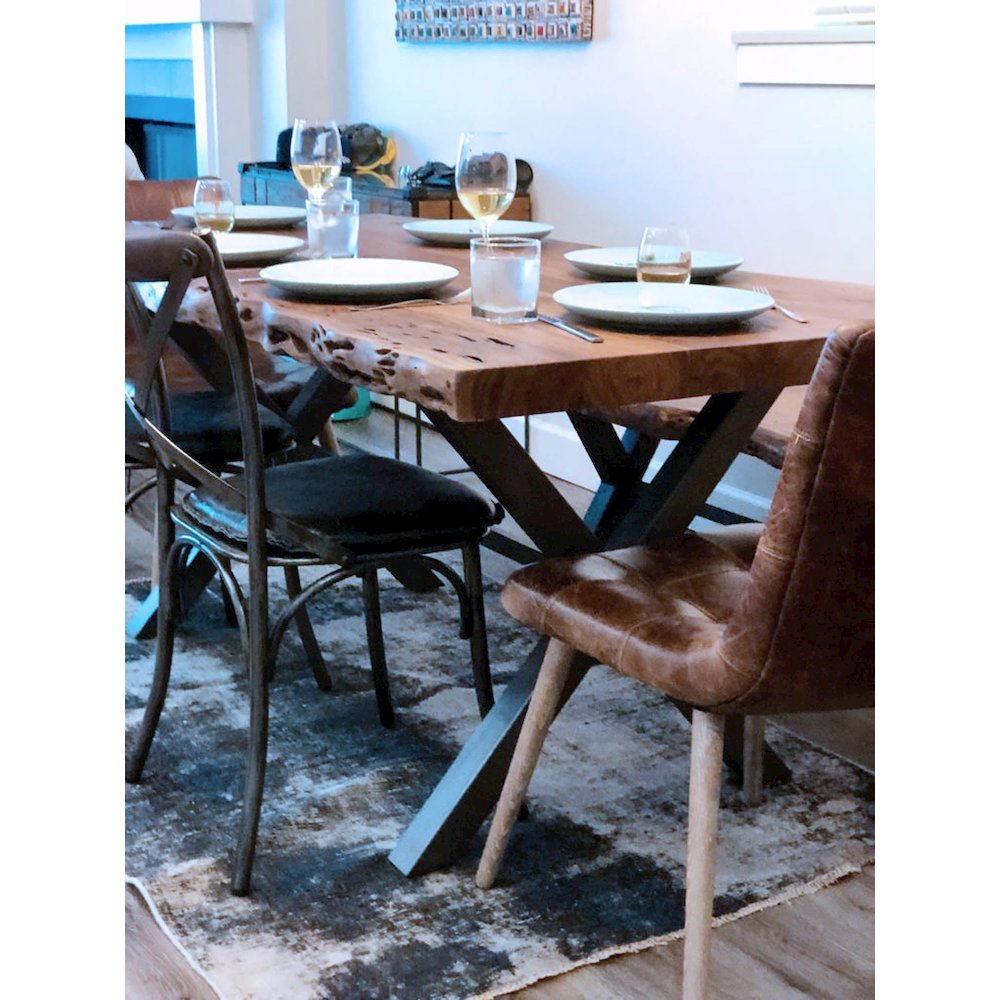 Metal Crossback Chair with Black Seat Cushion. Picture 7