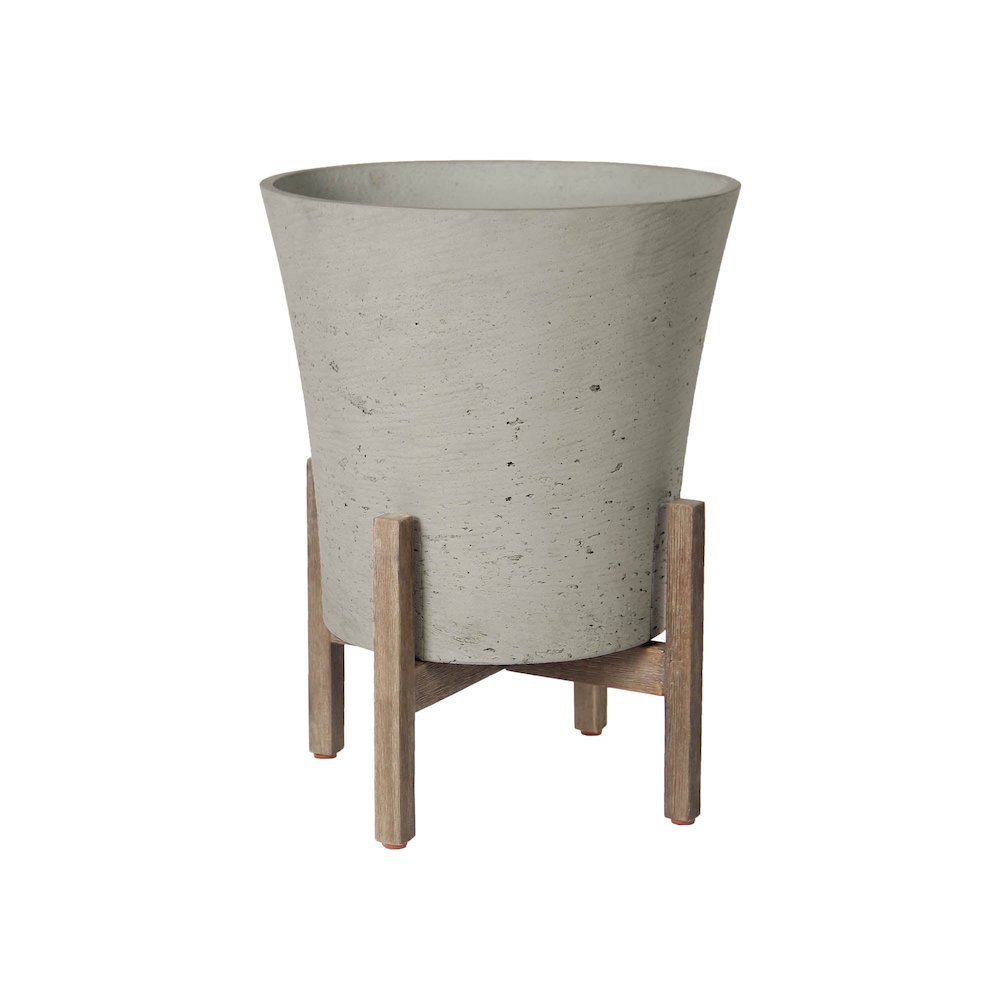 Patio Tapered Medium Standing Pot - Cement Grey. Picture 1