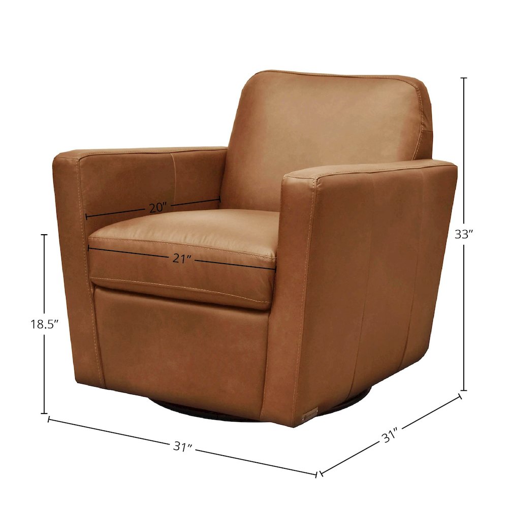 Cooper Swivel Club Chair - Cognac. Picture 3