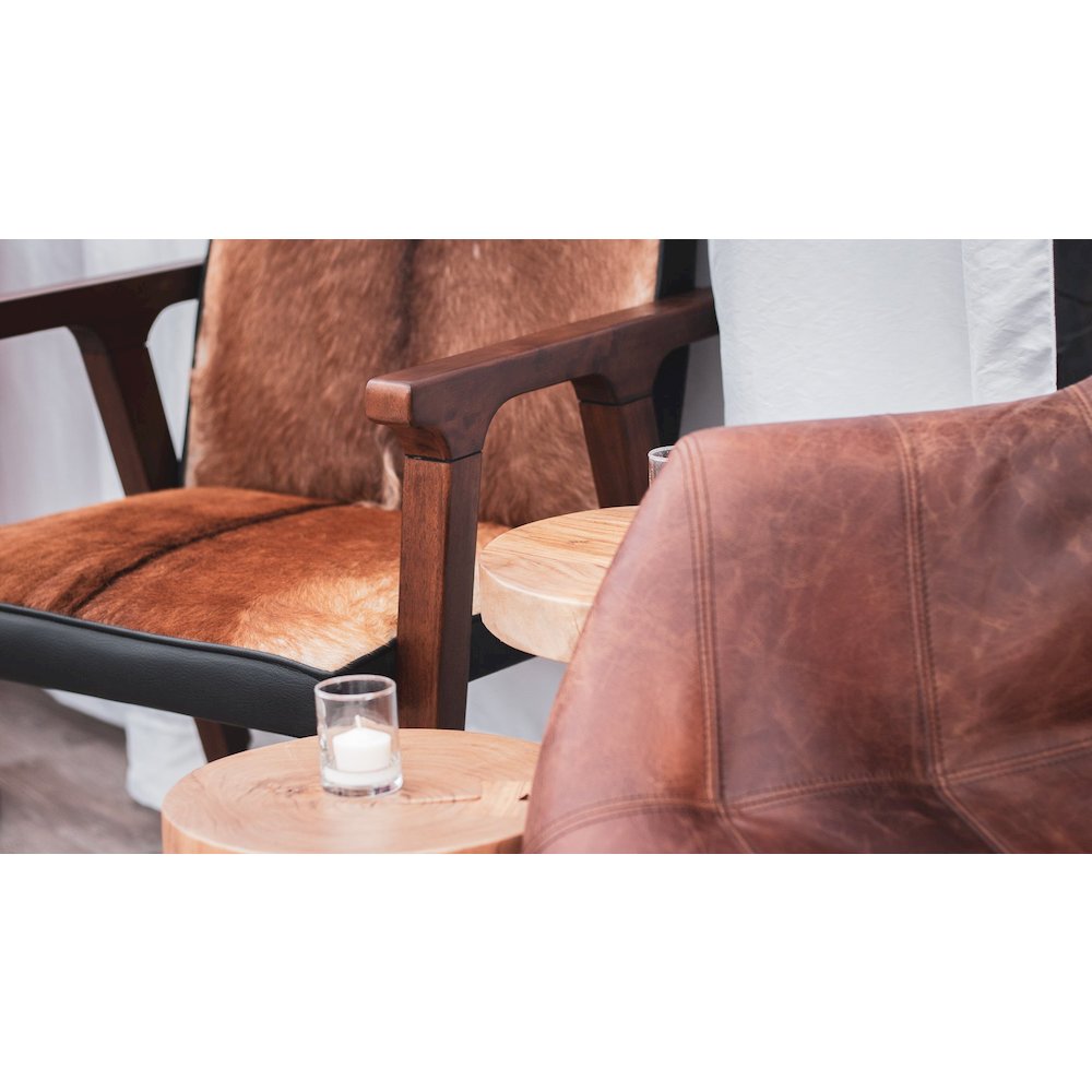 Rio Cool Armchair - Brown Mindi Oak, Leather/Goat Hair. Picture 7