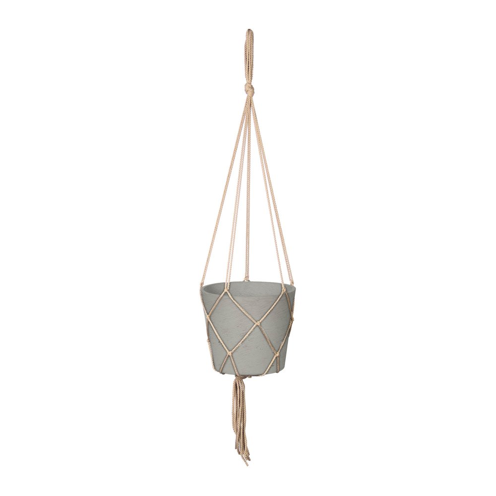 Craft Medium Hanging Pot With Netting - Cement Grey. Picture 1