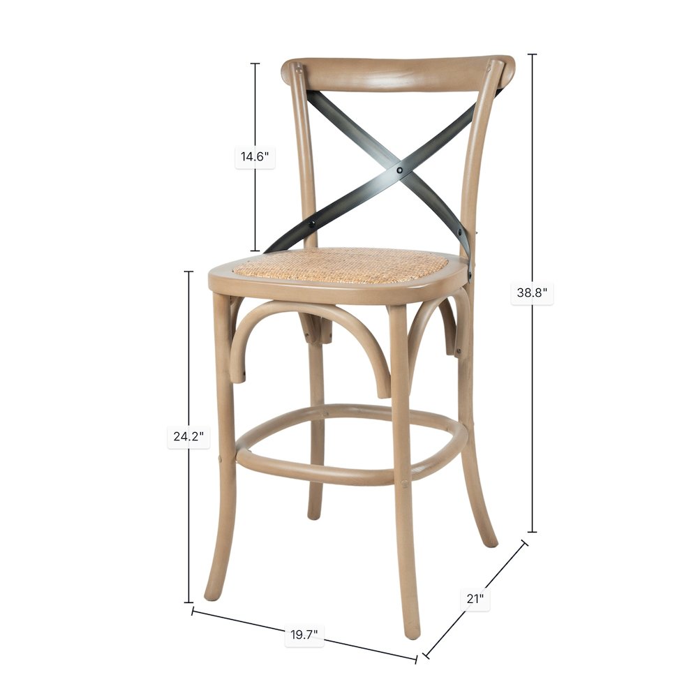 Cross Back Fixed Counter Stool - Sundried. Picture 3