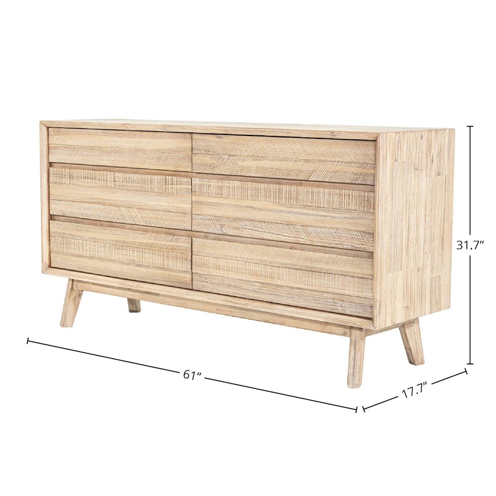 Gia 6 Drawer Dresser - Light Driftwood. Picture 3