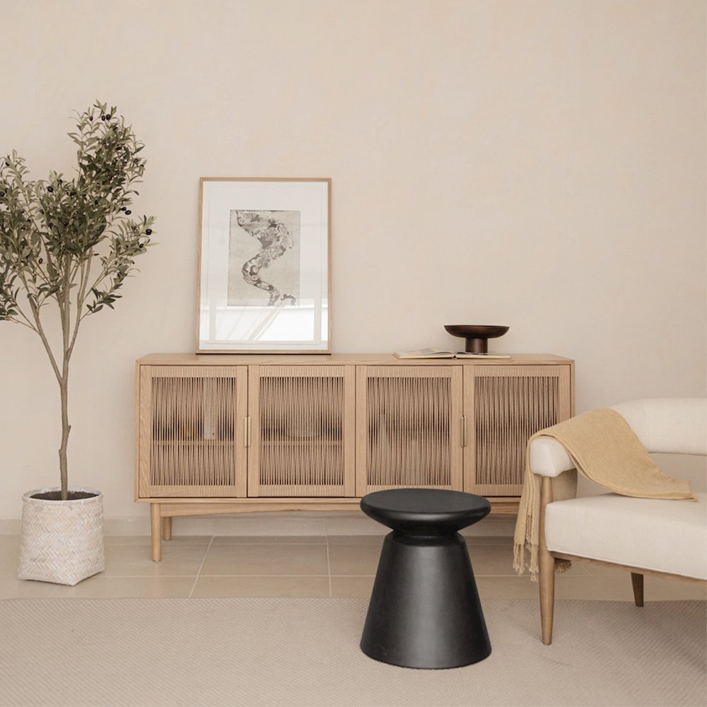 Concrete Mineral Side Table - Black. Picture 10