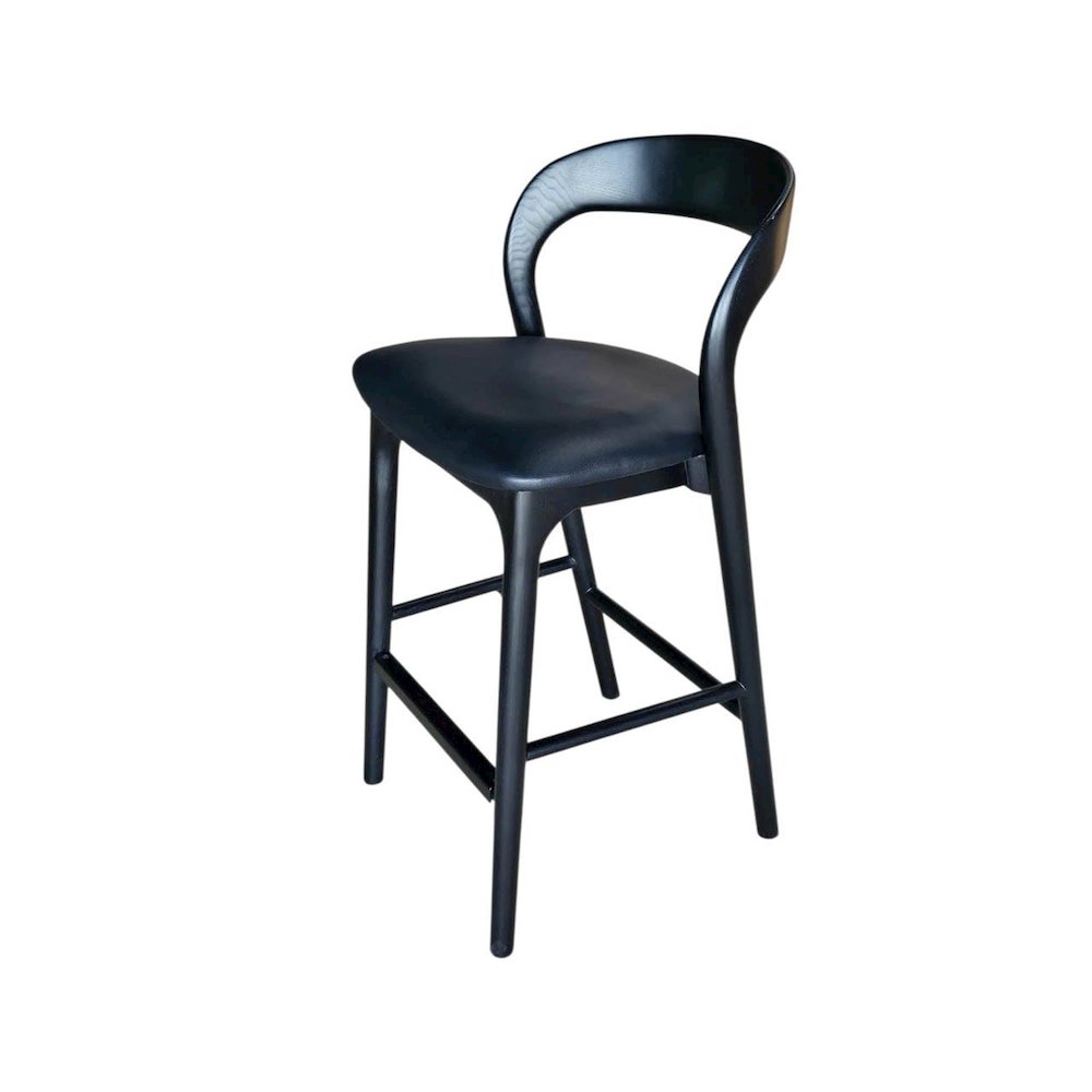 Rotondo Counter Stool - Black Frame with PU Seat. Picture 1