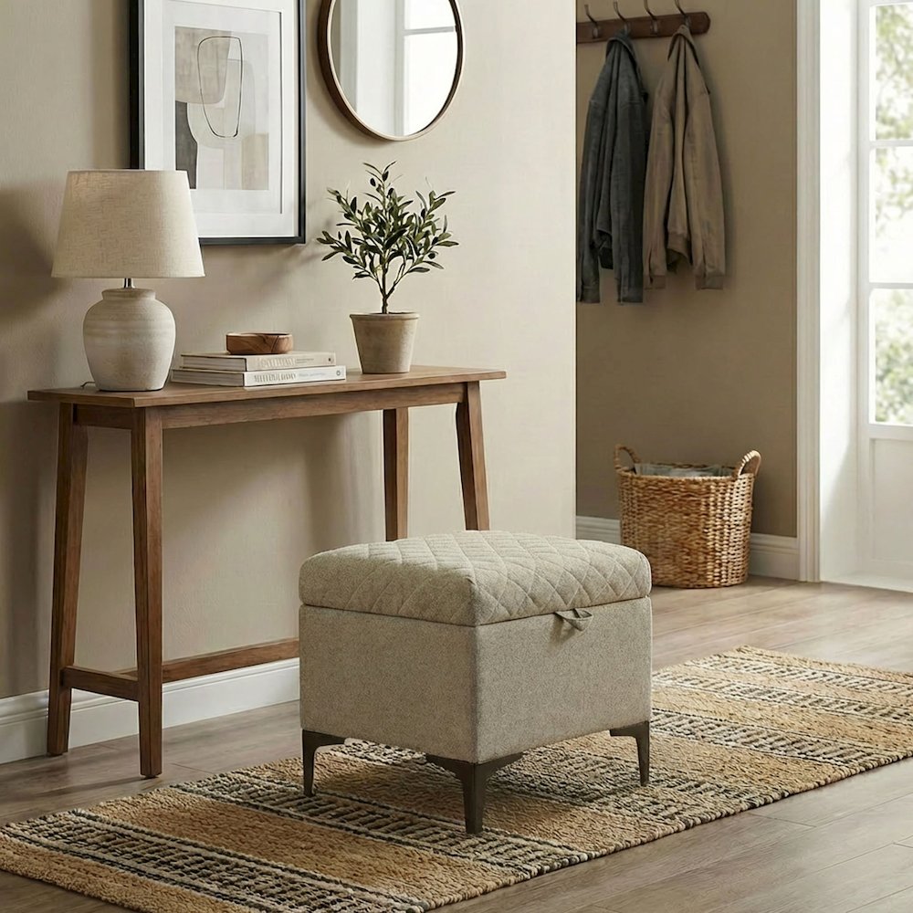 Reece Storage Ottoman - Tan. Picture 2
