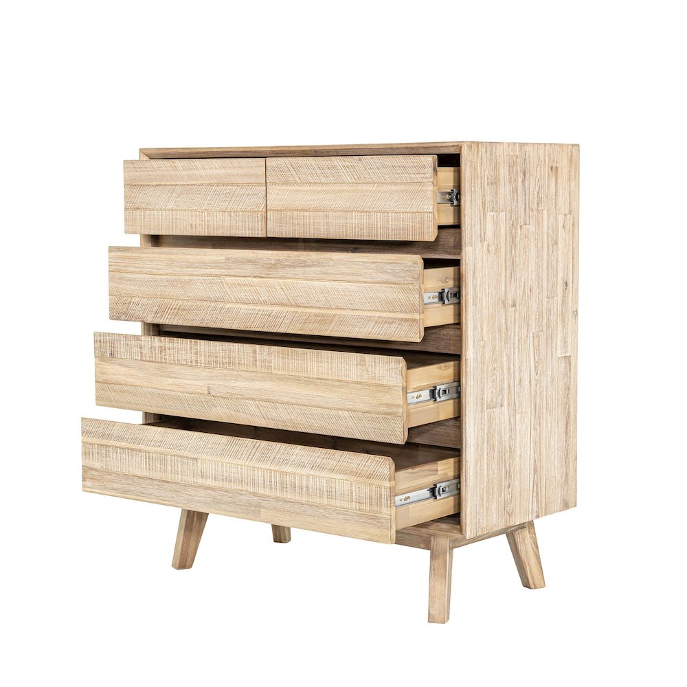Gia 5 Drawer Chest - Light Driftwood. Picture 6