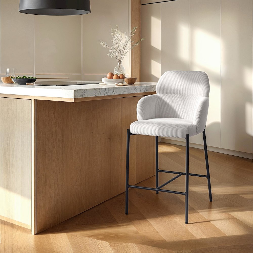 Allegra Counter Stool - Corduroy White. Picture 2