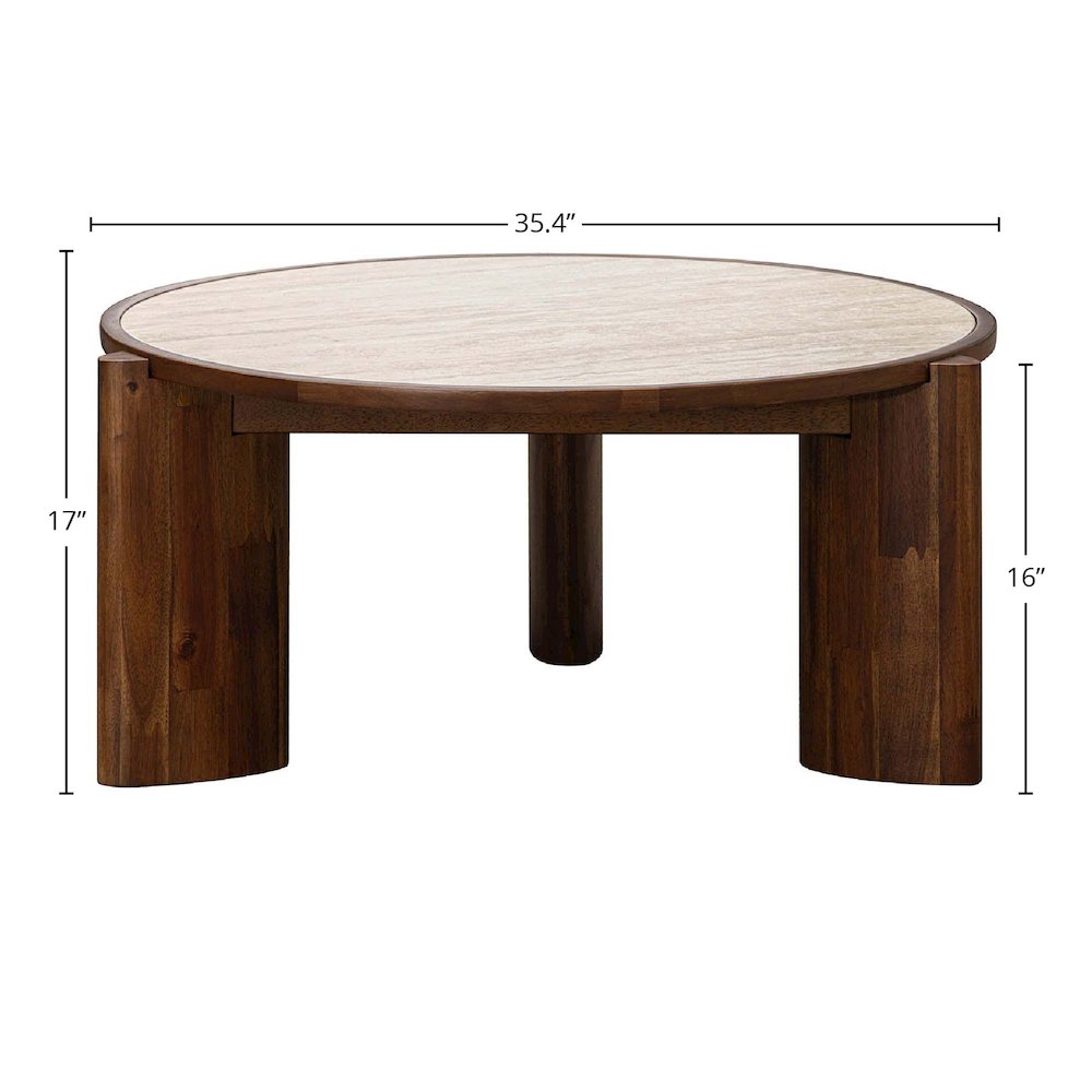 Remix Round Coffee Table - Travertine. Picture 3