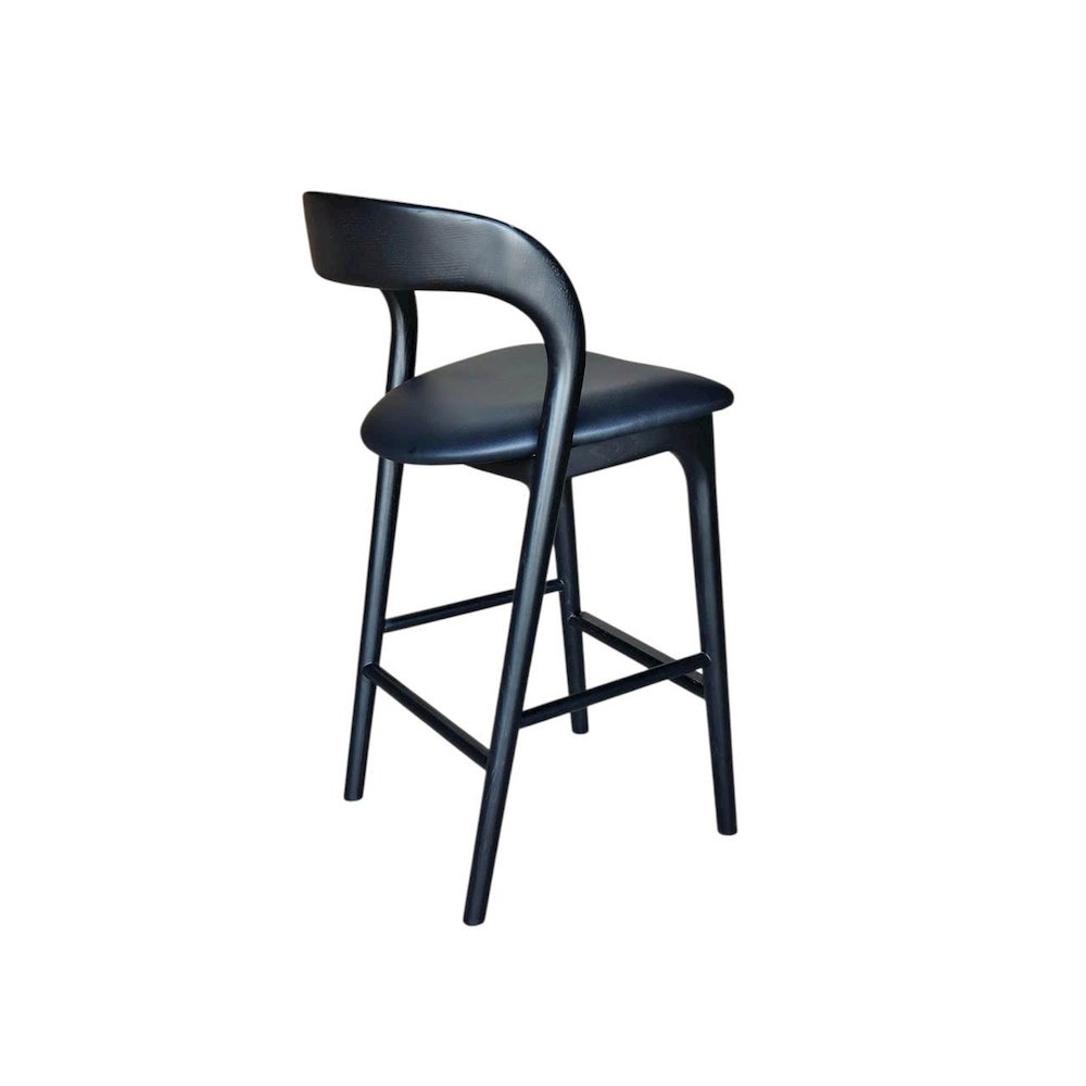 Rotondo Counter Stool - Black Frame with PU Seat. Picture 7