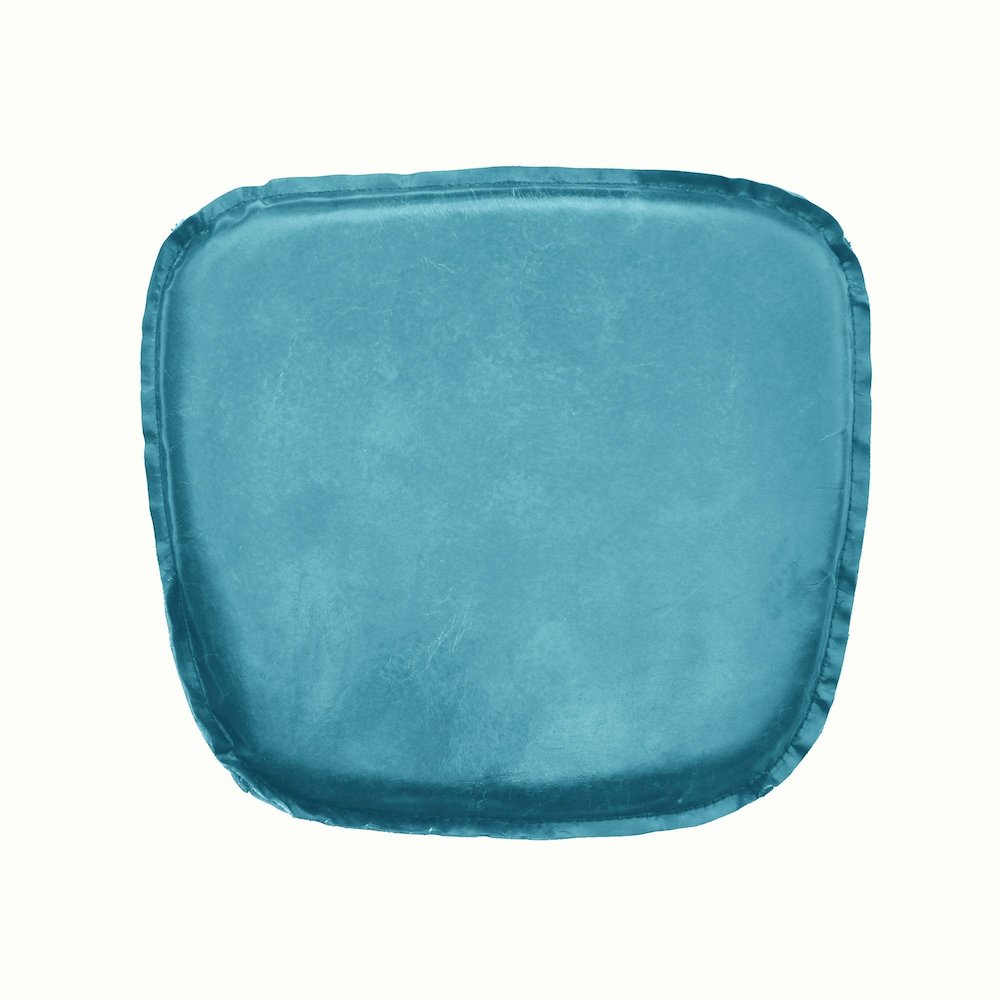 Metal Crossback Leather Cushion Seat - Peacock Blue. Picture 1