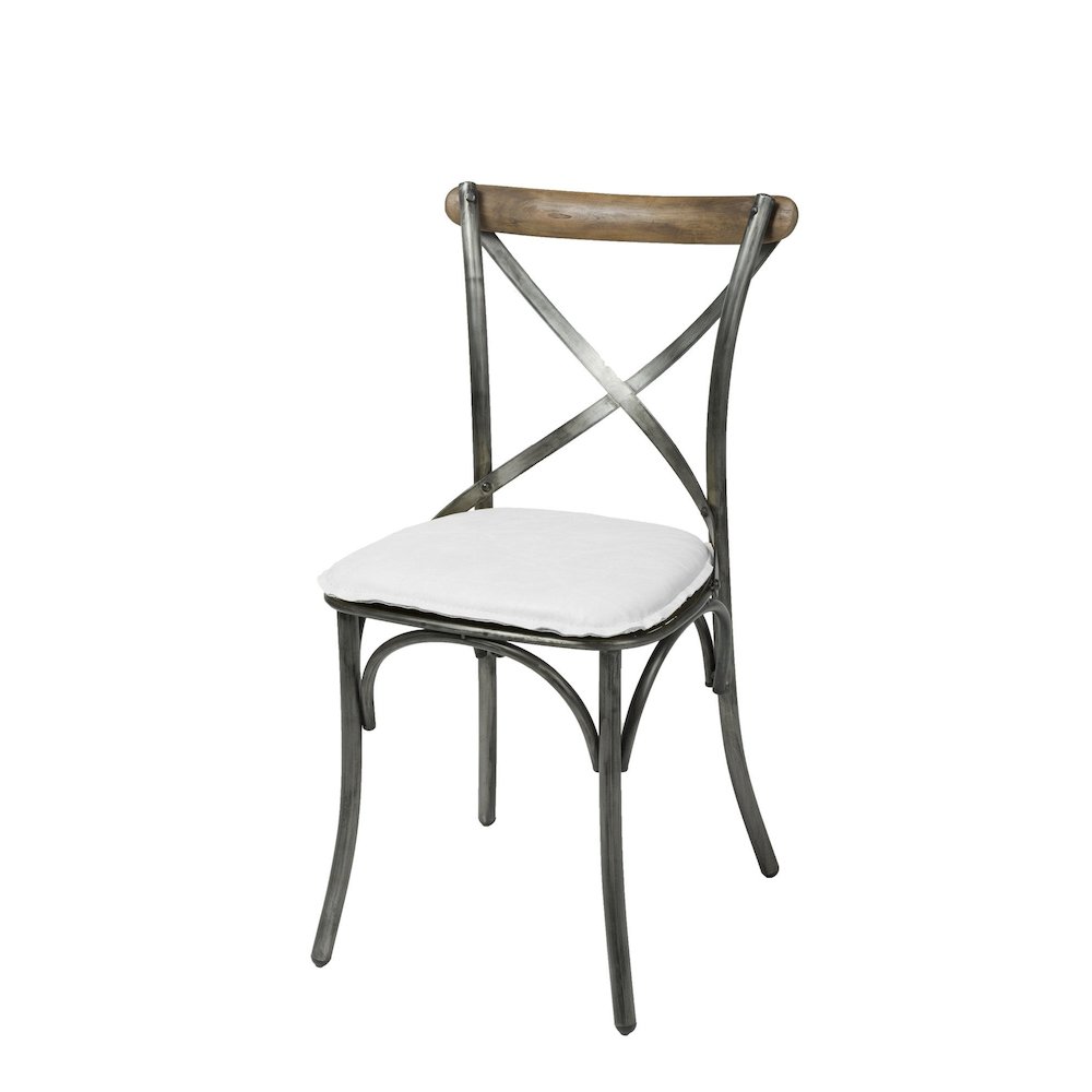 Metal Crossback Leather Cushion Seat - White. Picture 2