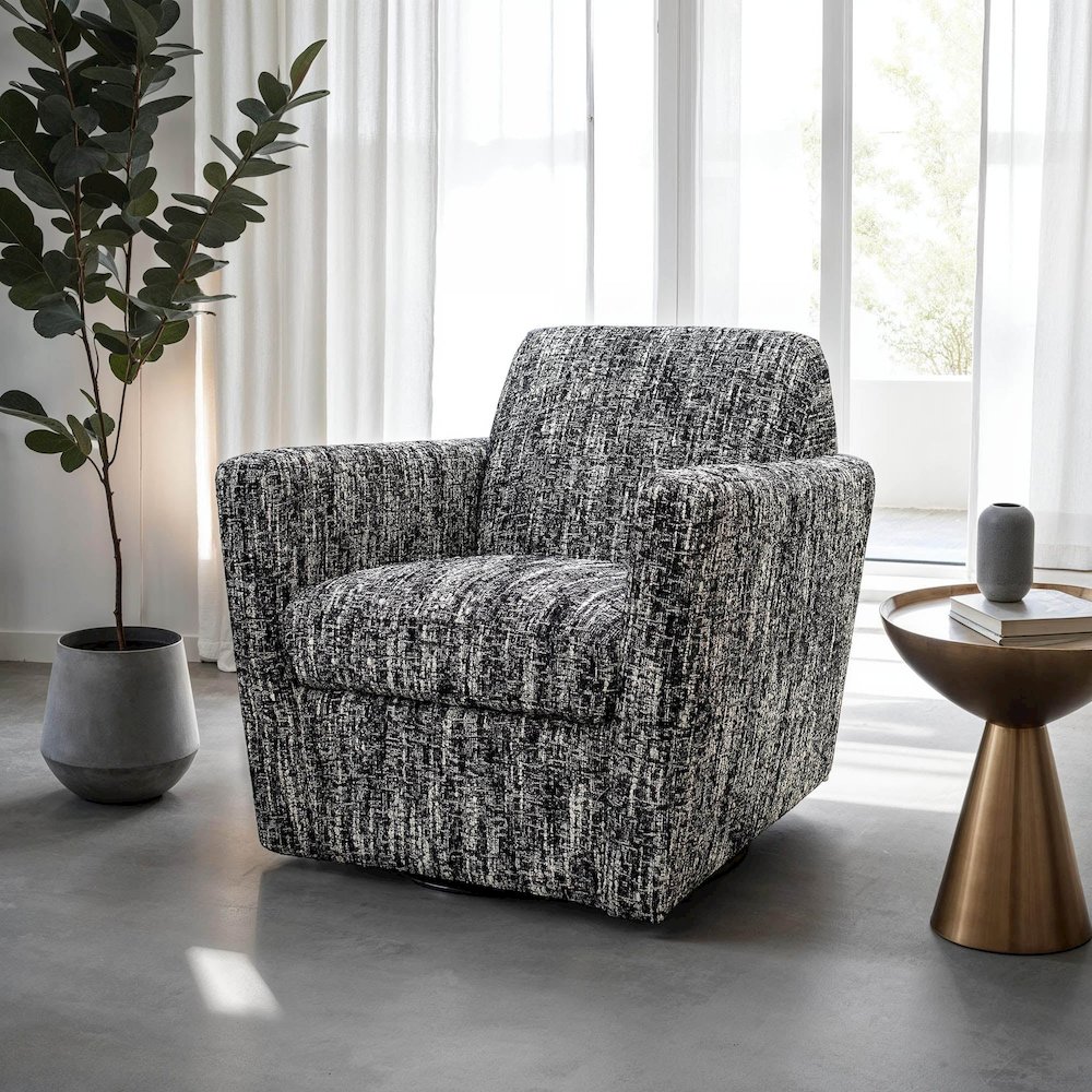 Cooper Swivel Club Chair - Chanel Black. Picture 2