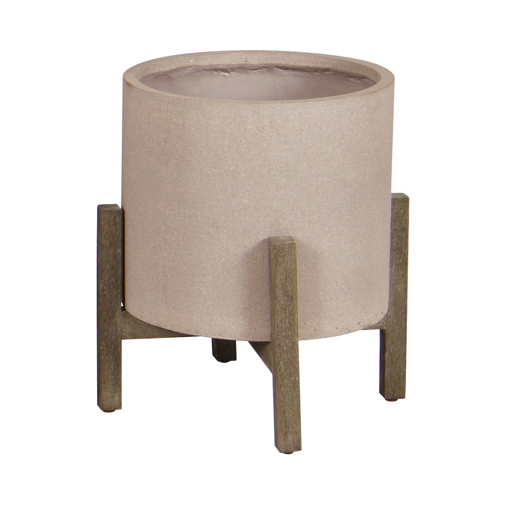 Patio Round Standing Pot Small - Brown Stone. Picture 1