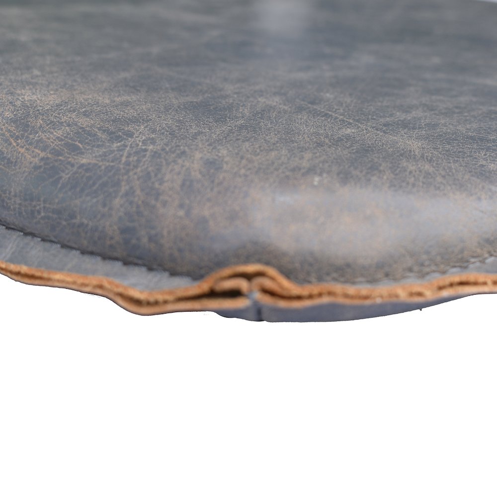 Metal Crossback Leather Cushion Seat - Grey. Picture 3