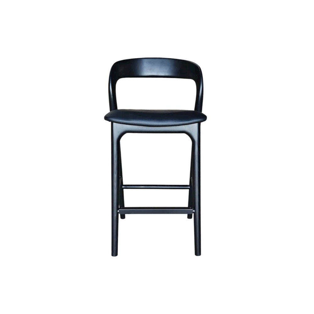 Rotondo Counter Stool - Black Frame with PU Seat. Picture 3